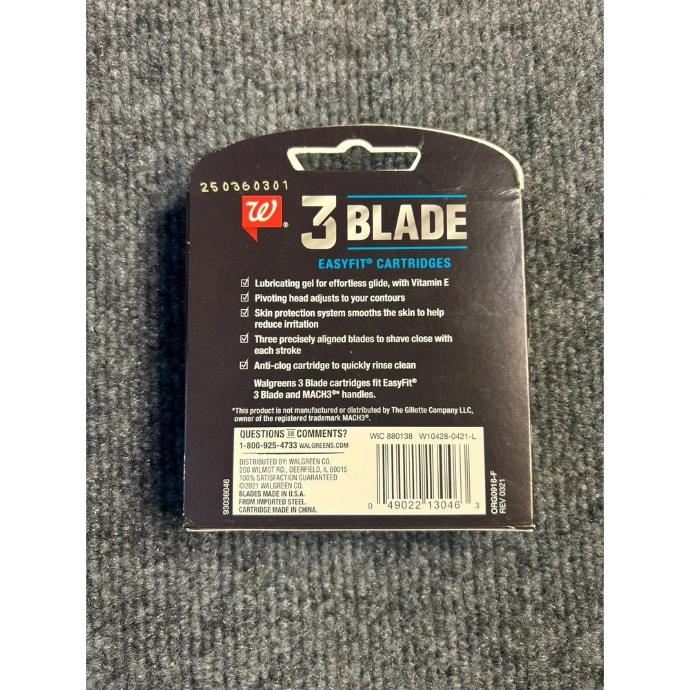 Walgreens 3 Blade Easyfit Cartridges 4 Pack Fits Mach3  4 Total Blades Free Ship